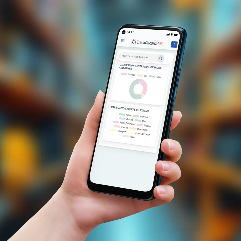 TrackRecordPRO on a mobile phone in a warehouse / stores