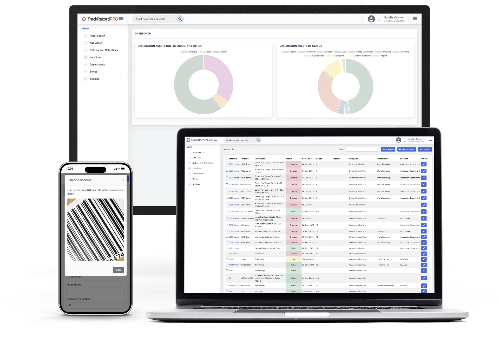 Visual mock up of TrackRecordPRO on mobile, desktop and laptop