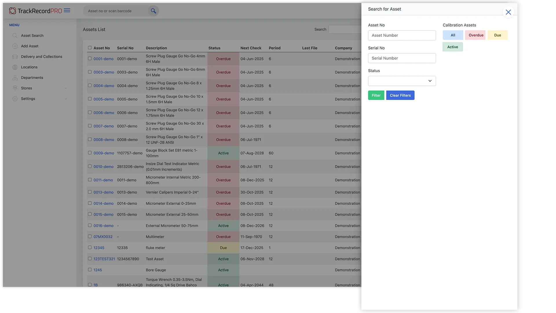 TrackRecordPRO TRP asset search